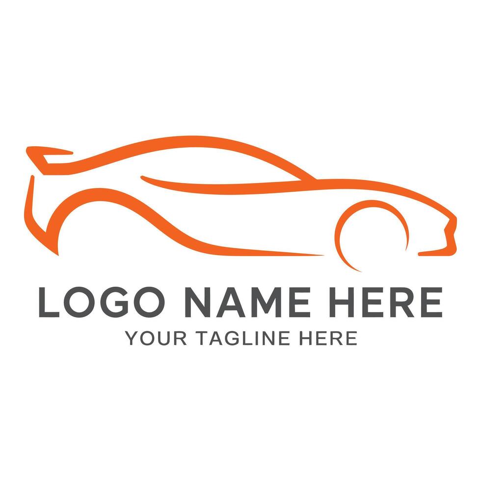 Orange car outline logo isolated on white background vector