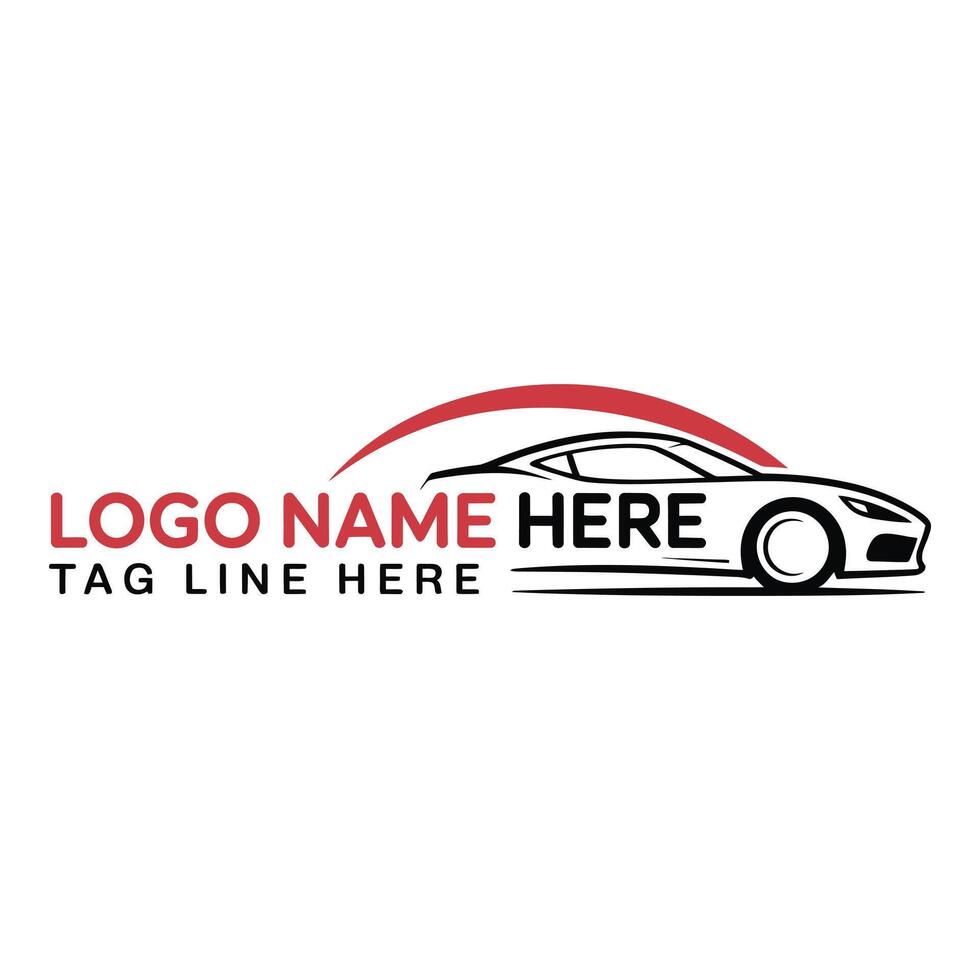 Car logo design isolated on white background with red accent vector