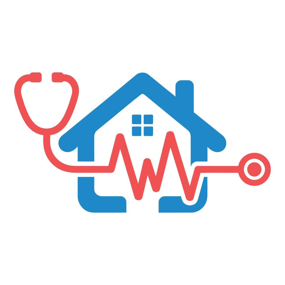 House with heartbeat and stethoscope isolated on white background vector