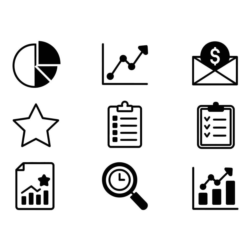 Business and finance icons isolated on white background vector