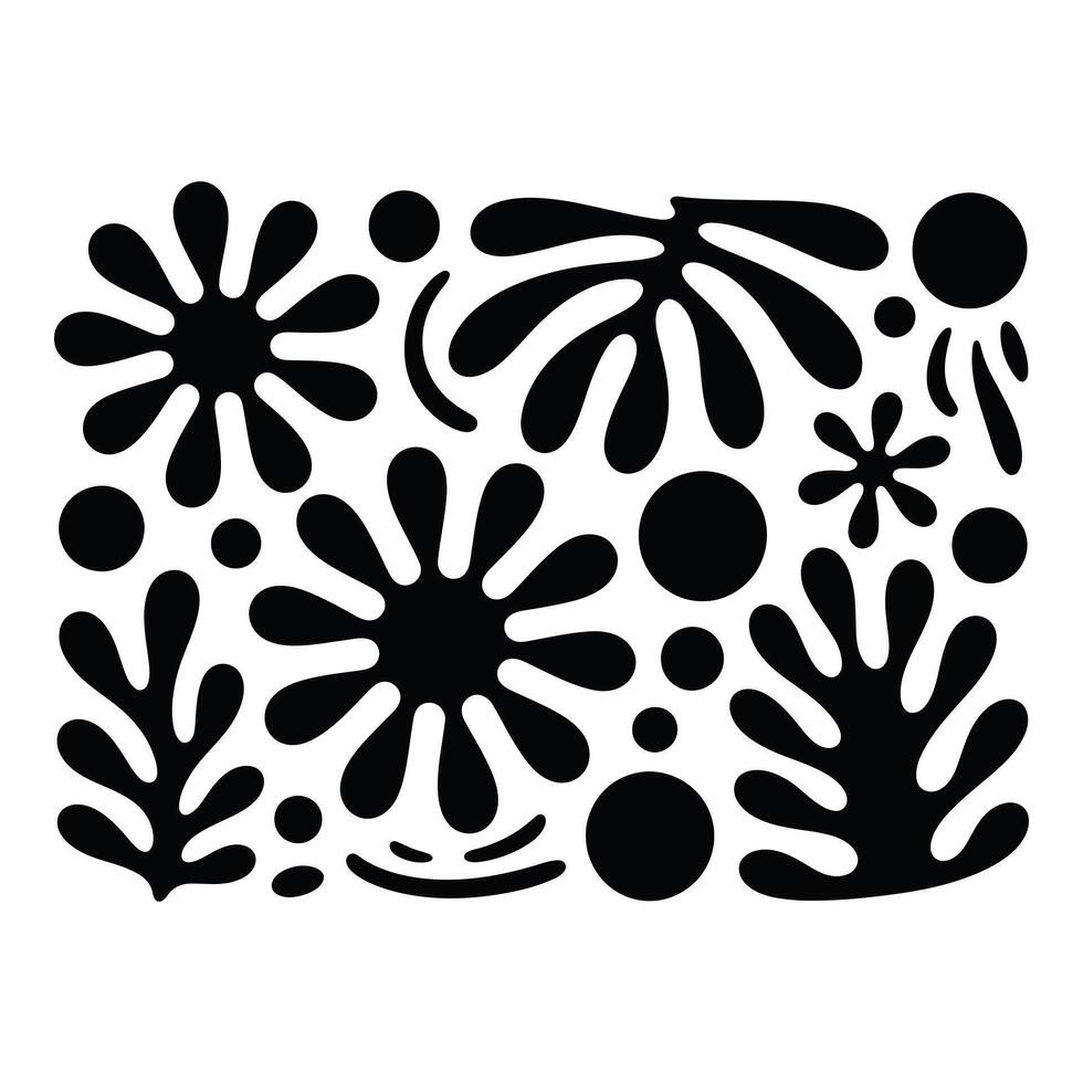 Black abstract shapes create a modern pattern isolated on white background vector