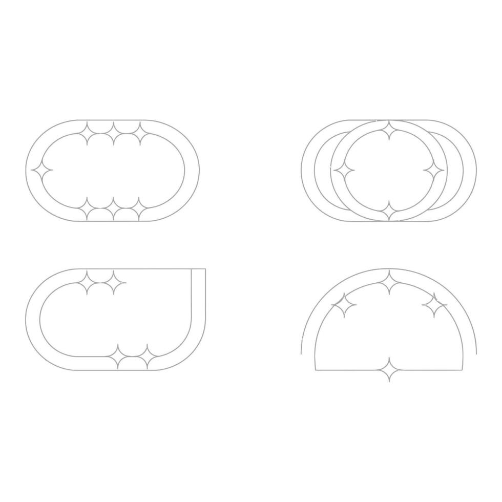Four geometric shapes with star accents isolated on white background vector