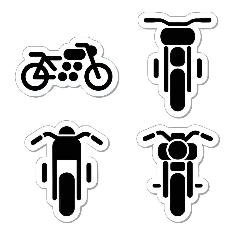 Motorcycle icons isolated on white background in black and white vector