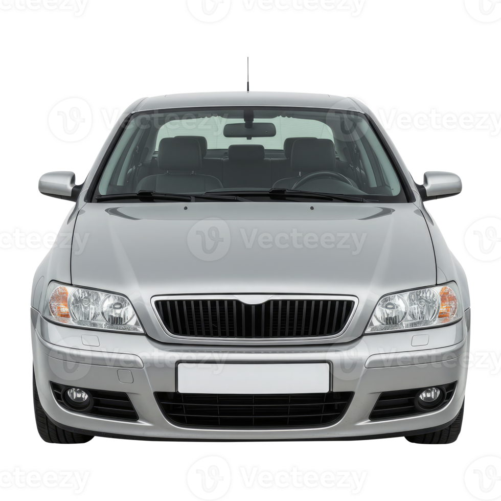 Automotive Concept, A Modern Passenger Vehicle Isolated on White, Facing Camera. Clipping Path, Cut Out on Transparent Background. png