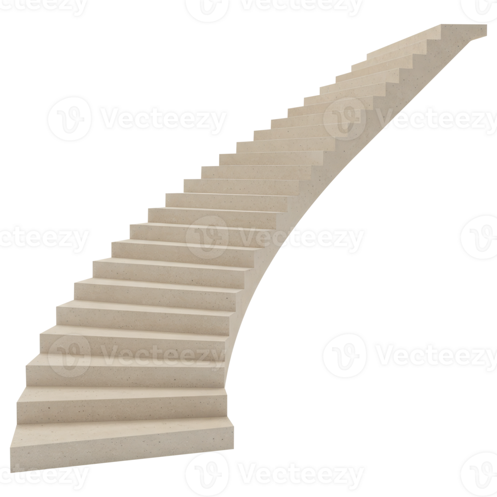 The Path Upward, A Concept of Ambition and Future Direction with a Winding Staircase. Cut Out, Clipping Path on Transparent Background. png