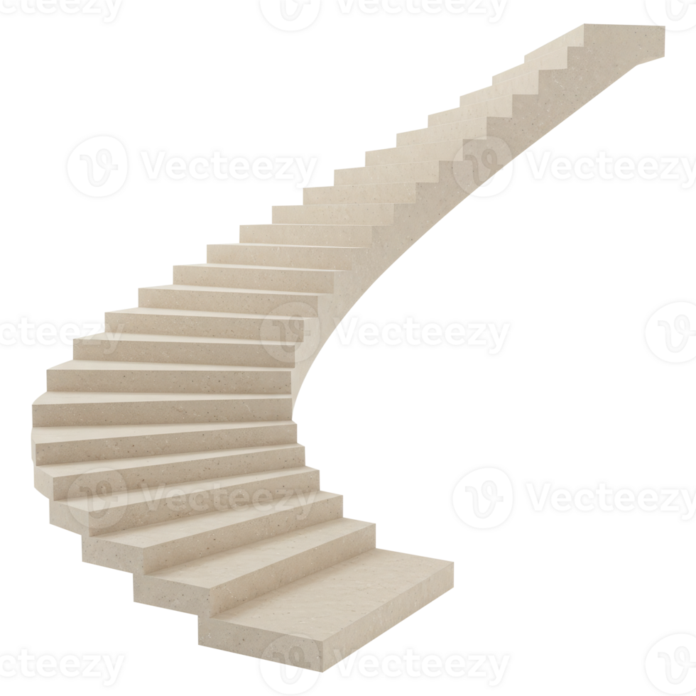 Steps to Success Concept, Abstract Geometric Spiral Staircase, Modern Architectural Structure. 3D Illustration Cut Out, Clipping Path on Transparent Background. png