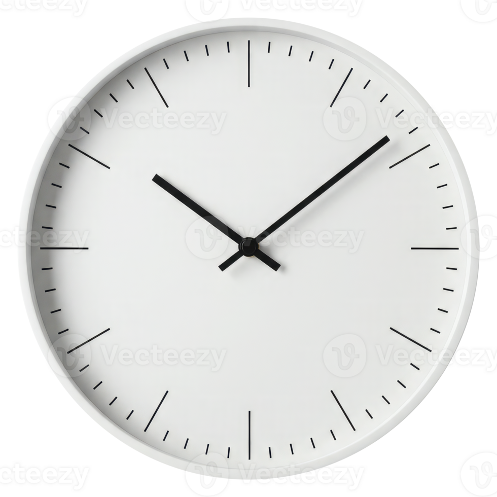 Elegant White Round Clock , Time Symbol on Transparent Background for Design Use. png