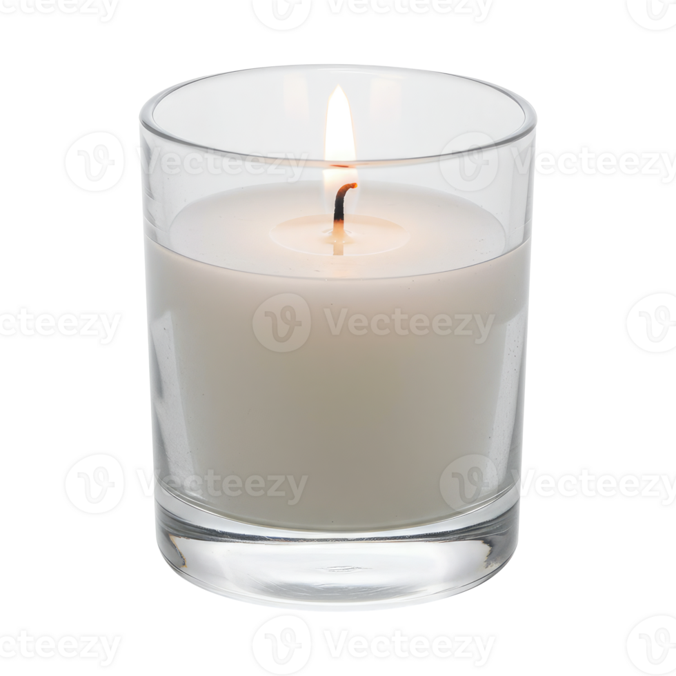 A Single Burning Candle Representing Hope, Peace, and Remembrance. Cut Out, Clipping Path on Transparent Background. png