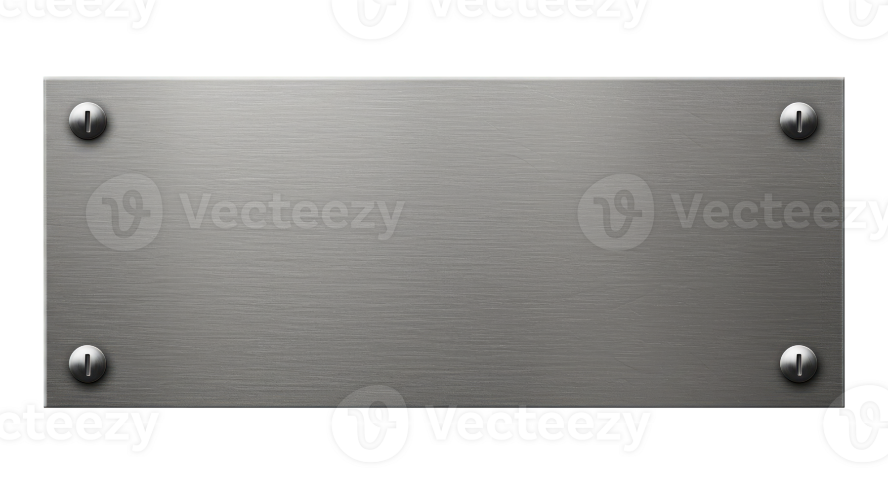 Silver Metallic Plate Cut Out, Empty Name Tag with Screw Details for Custom Text. png