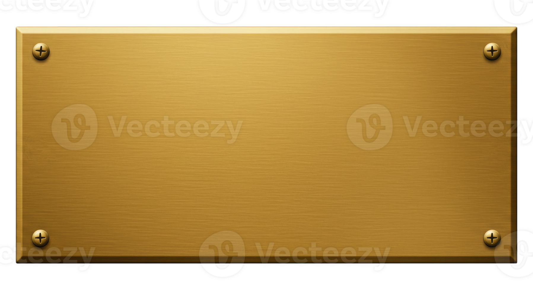 Isolated Golden Label Cut Out, Empty Metal Sign Plate for Branding or Design. png