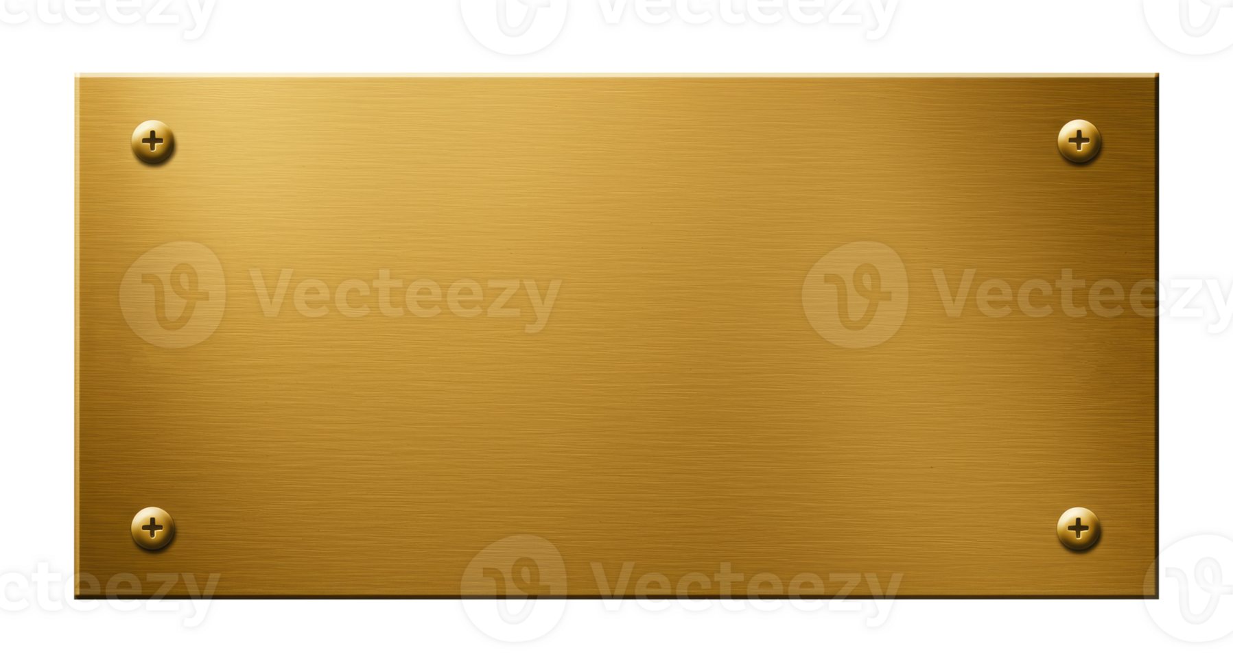 Blank Metal Label Cut Out, Realistic Gold Plate for Logo or Text on Transparent Background. png