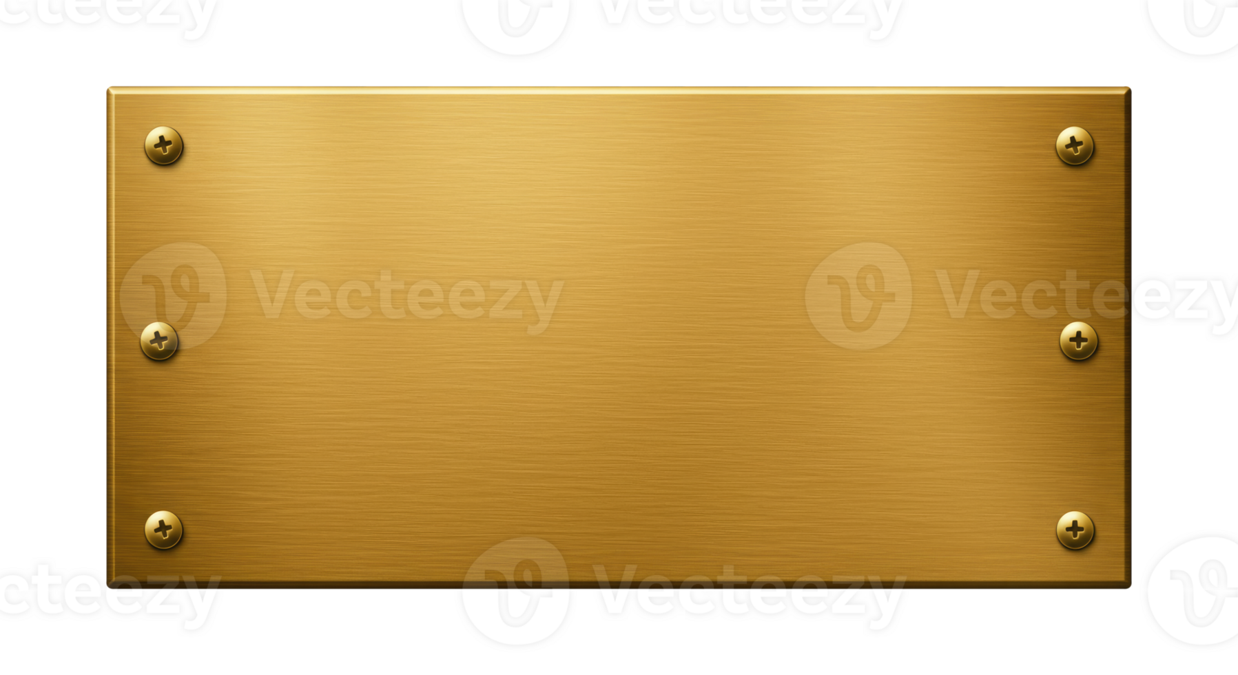 Metal Name Plate Cut Out, Gold Text Plate with Screws on Transparent Background. png