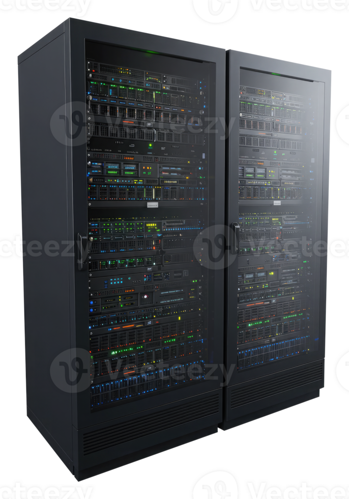 Network Server Equipment Isolated on Transparent Background. Cut Out, Clipping Path. png
