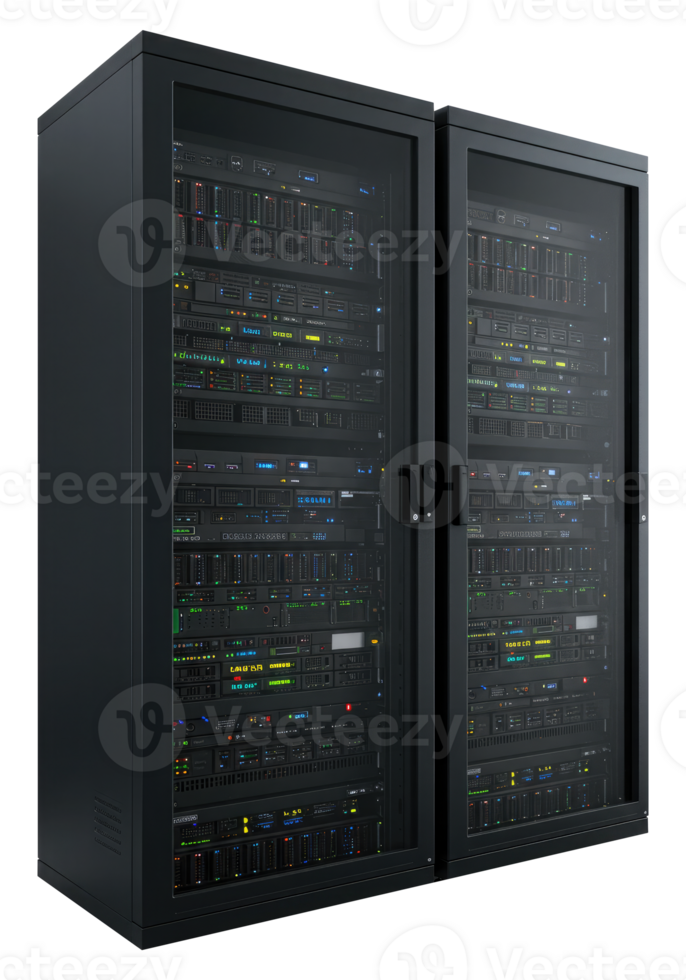 3D Render of IT Network and Data Infrastructure. Cut Out, Clipping Path on Transparent Background. png