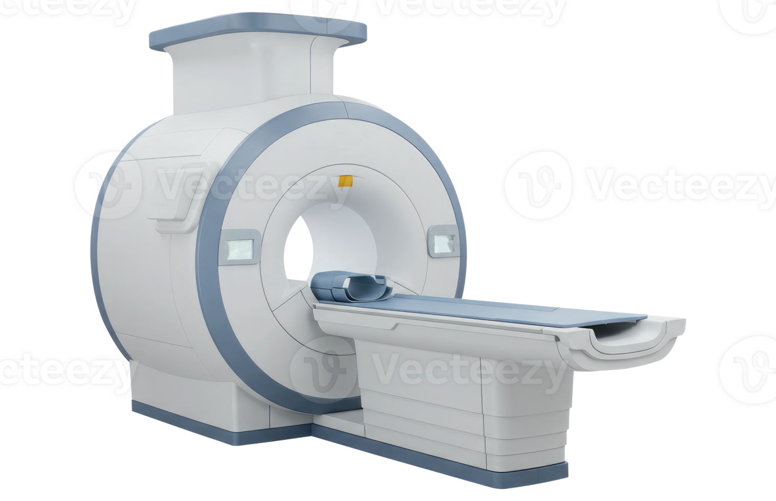 A Modern Hospital MRI Machine with an Empty Bed. Cut Out, Clipping Path on Transparent Background. png