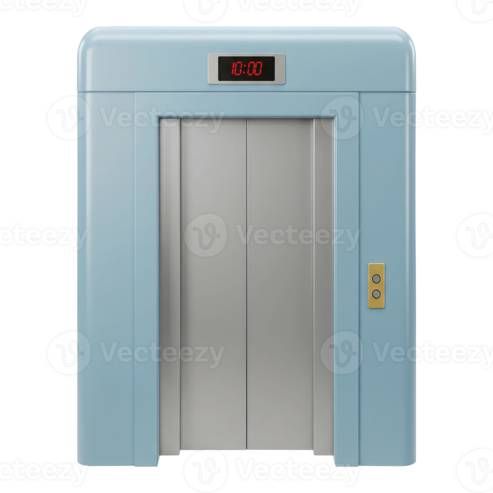 Front View of a Modern Elevator Isolated on Transparent Background. Cut Out, Clipping Path. png