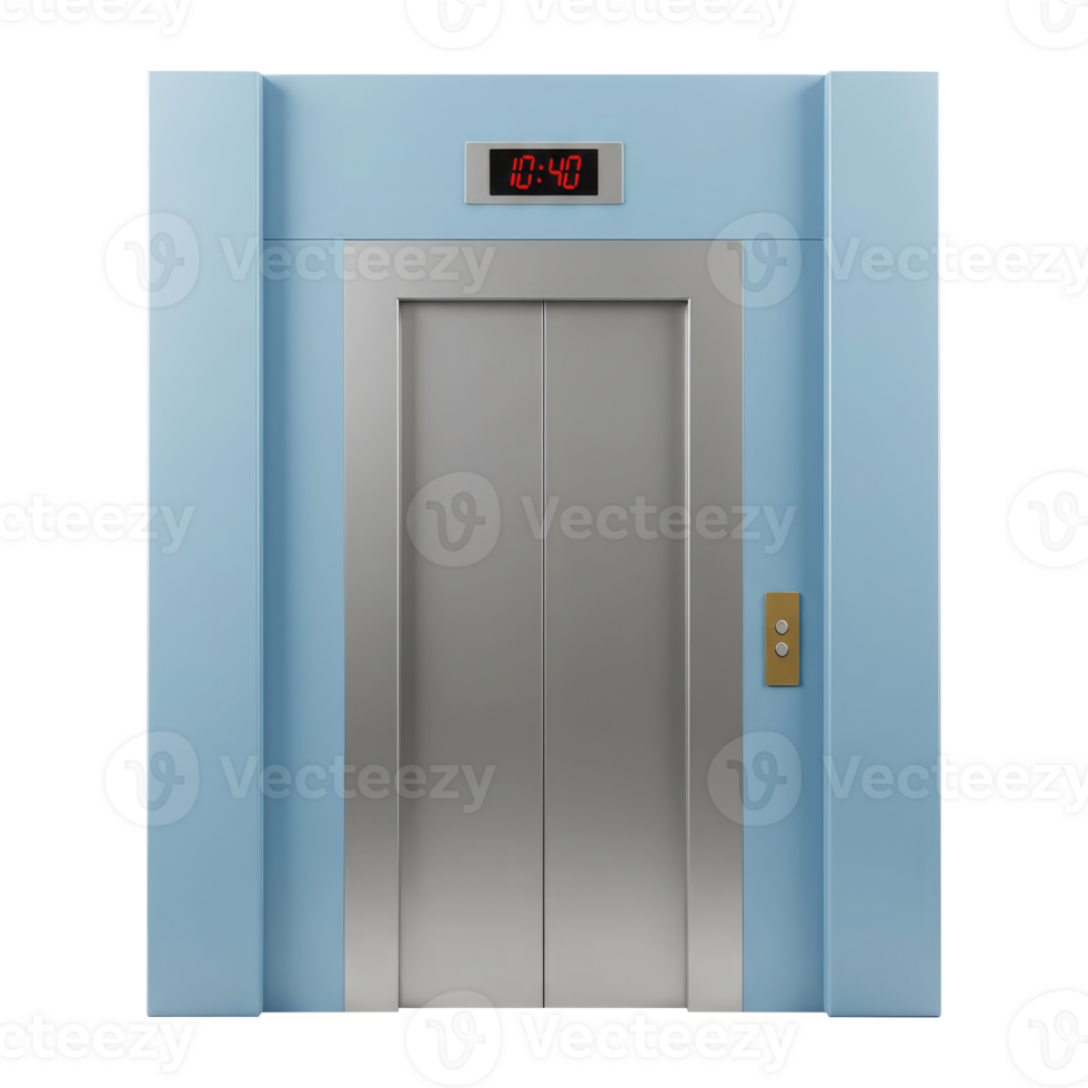 Business Success Concept with a Modern Blue Elevator. Cut Out, Clipping Path on Transparent Background. png