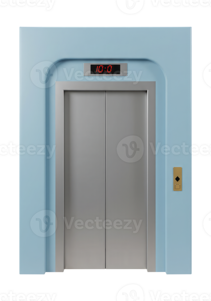 Concept of Opportunity and Choice with Closed Elevator Doors. Cut Out, Clipping Path on Transparent Background. png