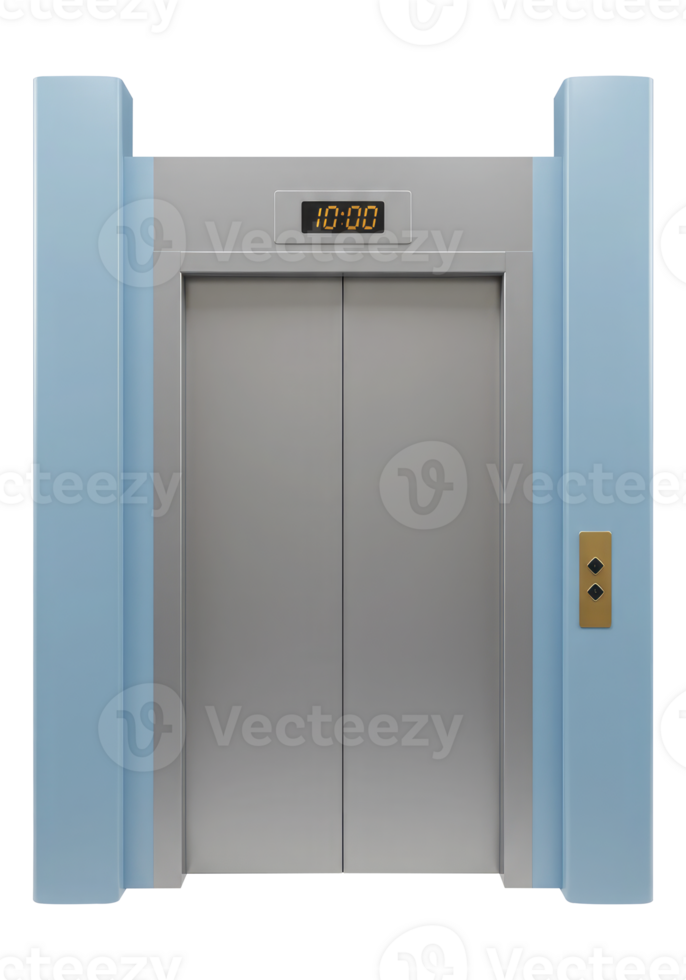 Modern Elevator with Closed Doors Isolated on a Transparent Background. Cut Out, Clipping Path. png