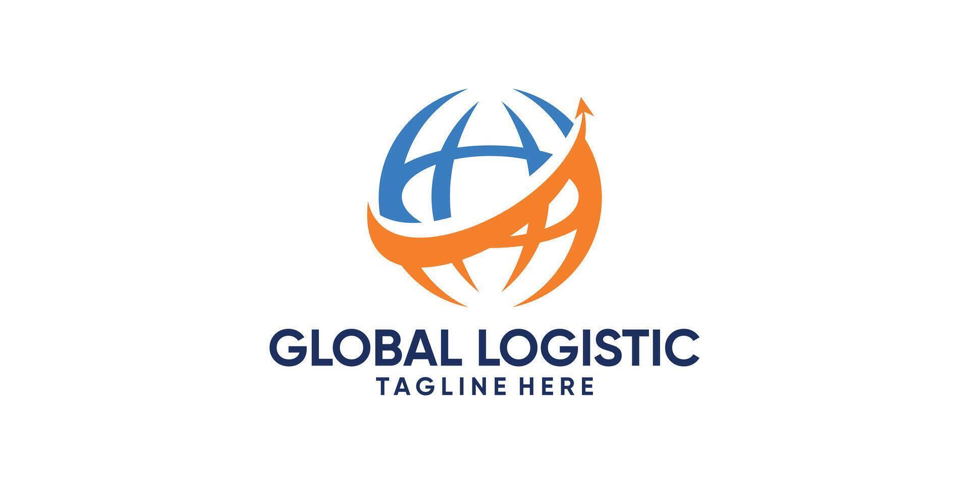 logo design global and logistic,plane,send,arrow,,symbol,icon,idea,creative,elegant. vector