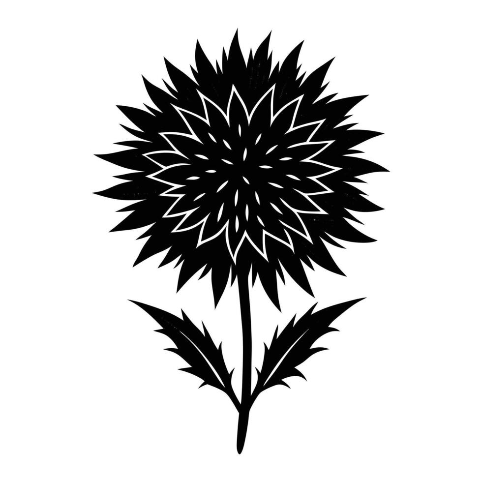 a black and white illustration of a flower white background. vector