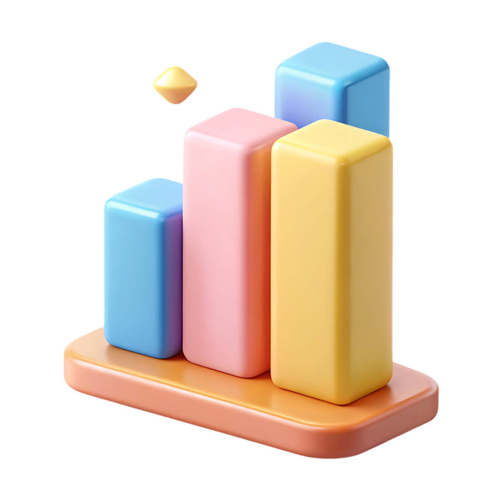 Colorful 3D Bar Graph Representing Growth on Transparent Background for Financial Concepts png