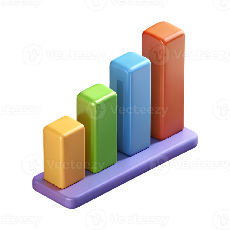 Colorful 3D Business Growth Bars on Transparent Background png