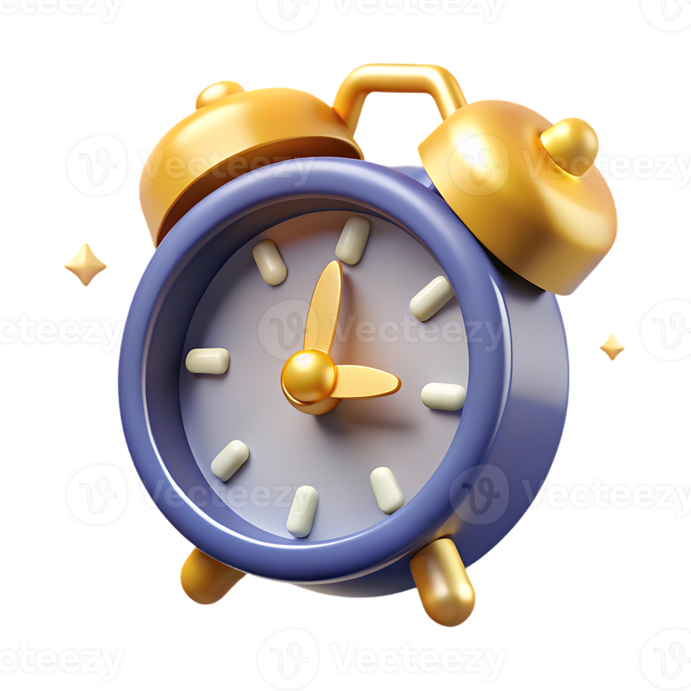 3D Alarm Clock Icon with Sparkles Symbol of Time Management and Reminders png