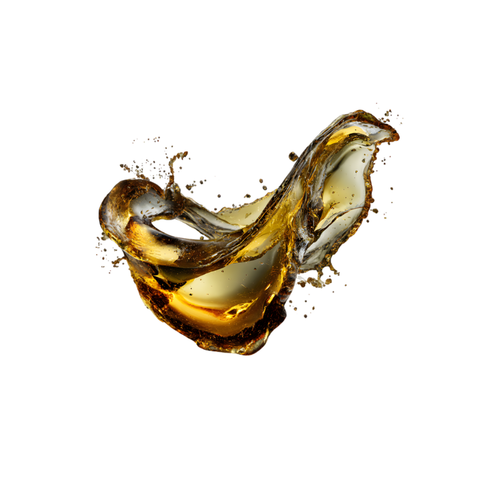 Golden liquid splash isolated on black background dynamic flow motion energy drink png