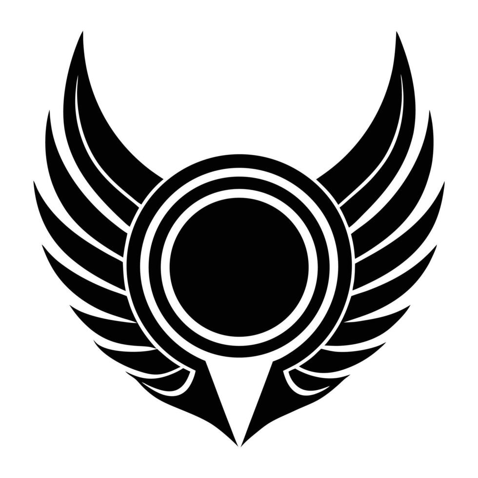 a black and white logo with wings on it vector