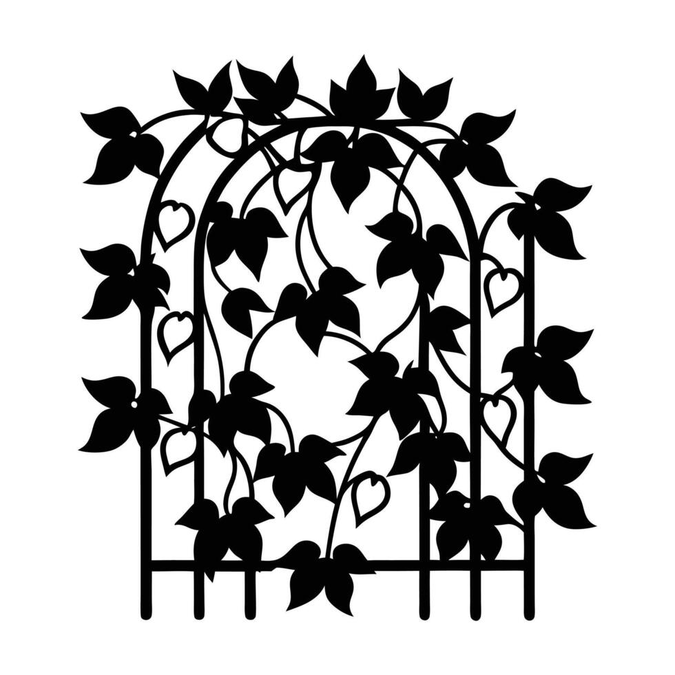 a black and white illustration of a gate with vines vector