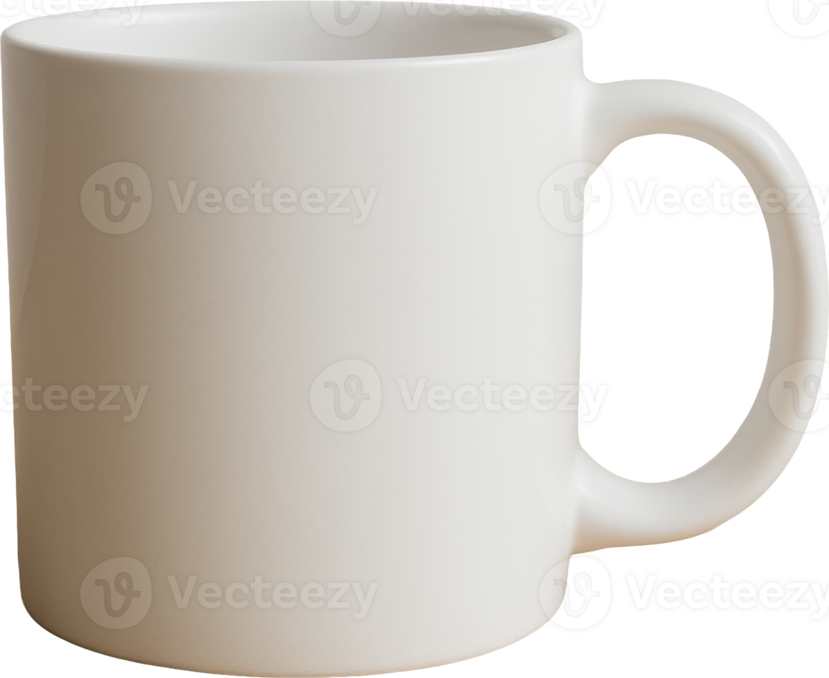 White ceramic mug large capacity single handle transparent background coffee mug png