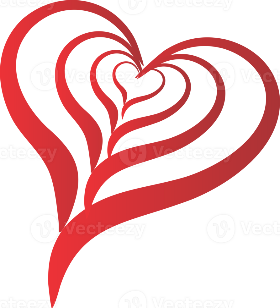 Red heart layer line art love shape png