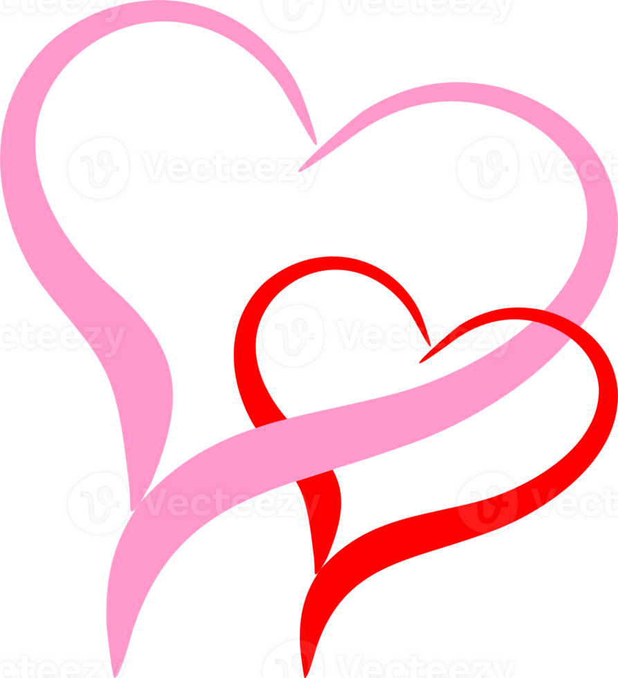 Red heart line art sweet valentineday png