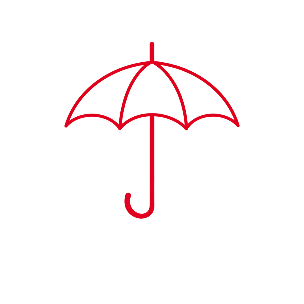 Red white umbrella logo in simple linear png