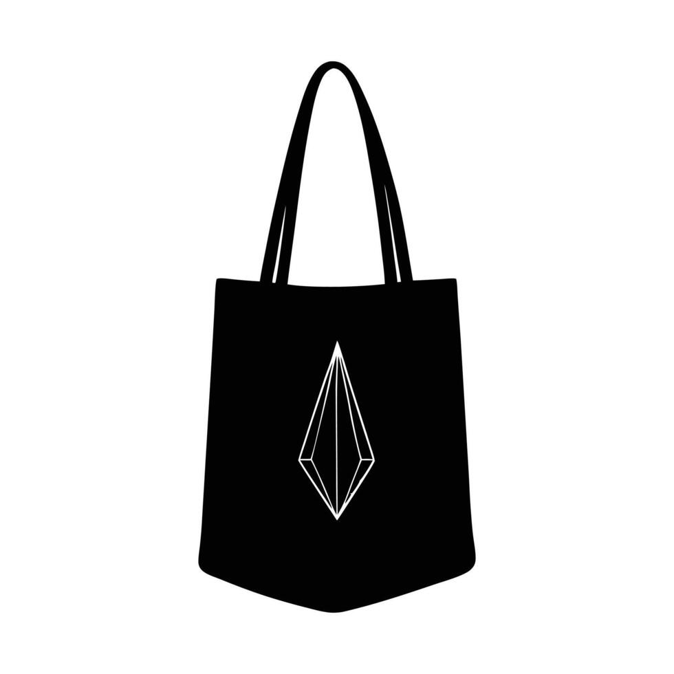 a black tote bag with a white diamond on it vector