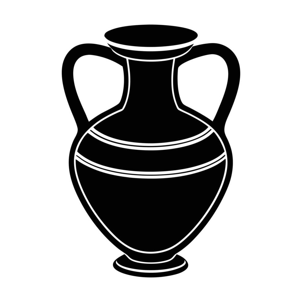 ancient greek vase icon in black style on white background vector