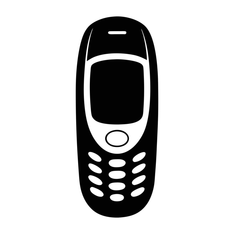a black and white illustration of a cell phone. vector