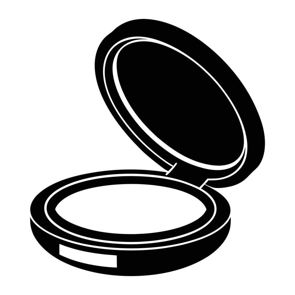 a black and white image of a compact powder compact vector