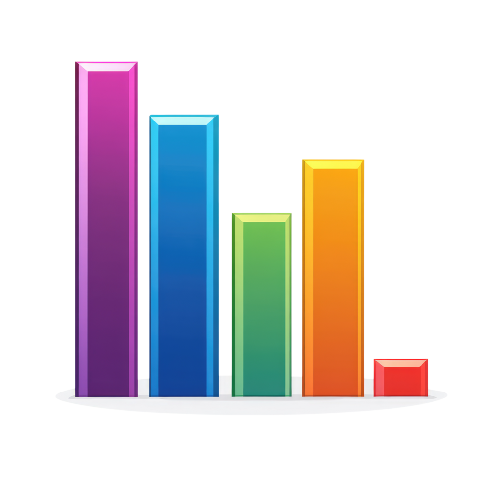 colorful bar graph icon, transparent background png