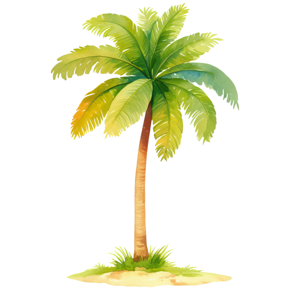 A vibrant palm tree with lush green fronds and a slender trunk, standing tall with a touch of tropical flair. png