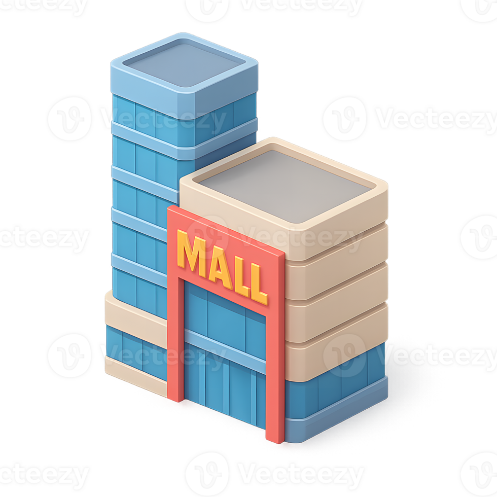 3D Cartoon Retail Building Illustration png