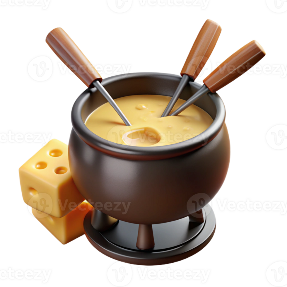 3D Cartoon Cheese Fondue Pot Icon png