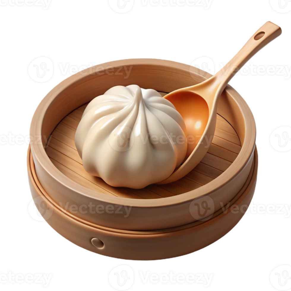 3D Cartoon a single Chinese soup dumpling Xiao Long Bao png