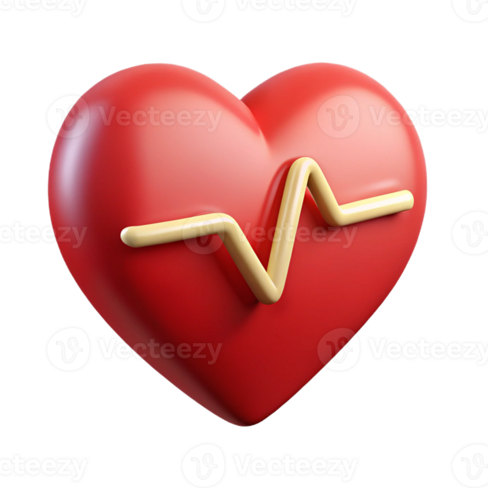 Glossy Cartoon Heartbeat Symbol for Medical and Healthcare Applications Representing Wellness png