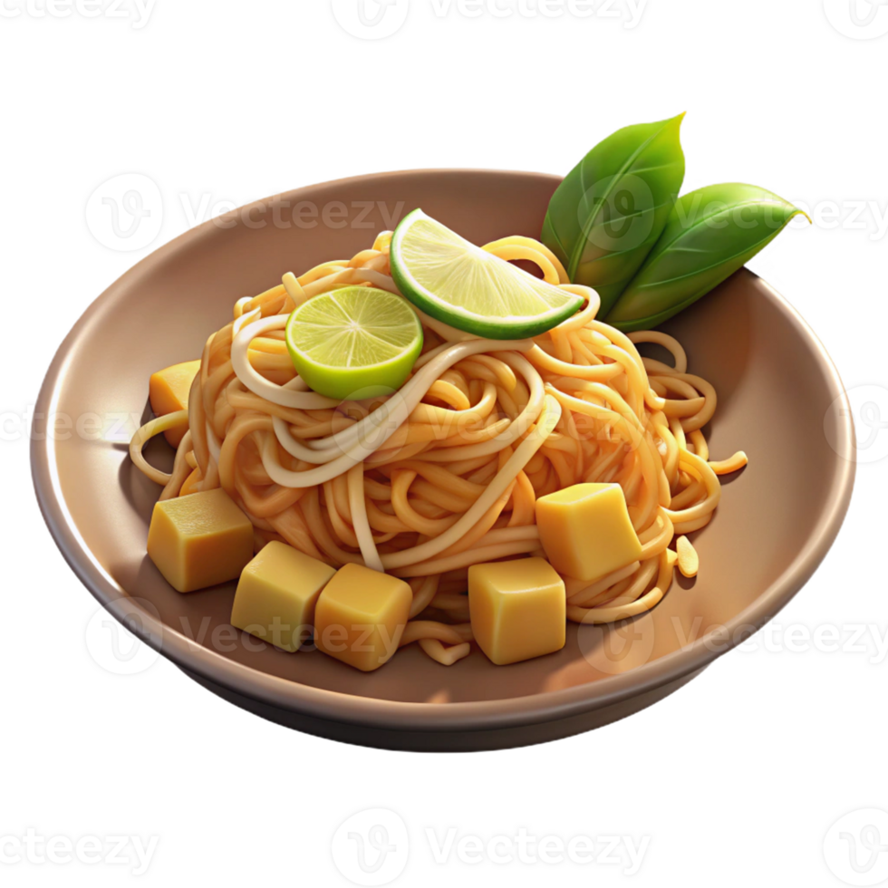 3D Cartoon of Thai Pad Thai noodles png