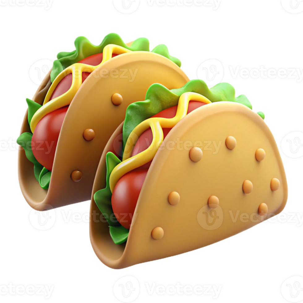 3D Cartoon of two Mexican tacos png