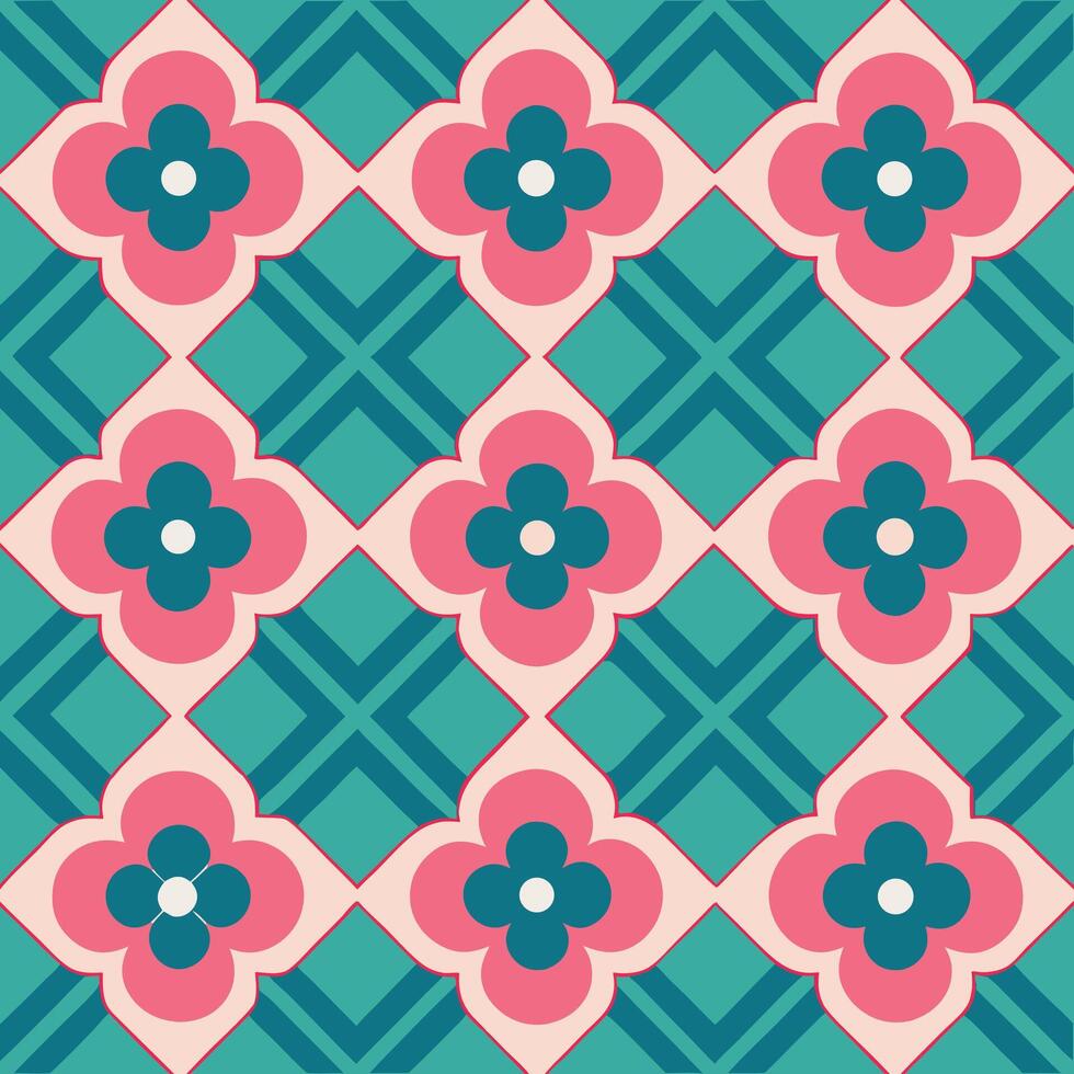 a colorful pattern with flowers on it vector