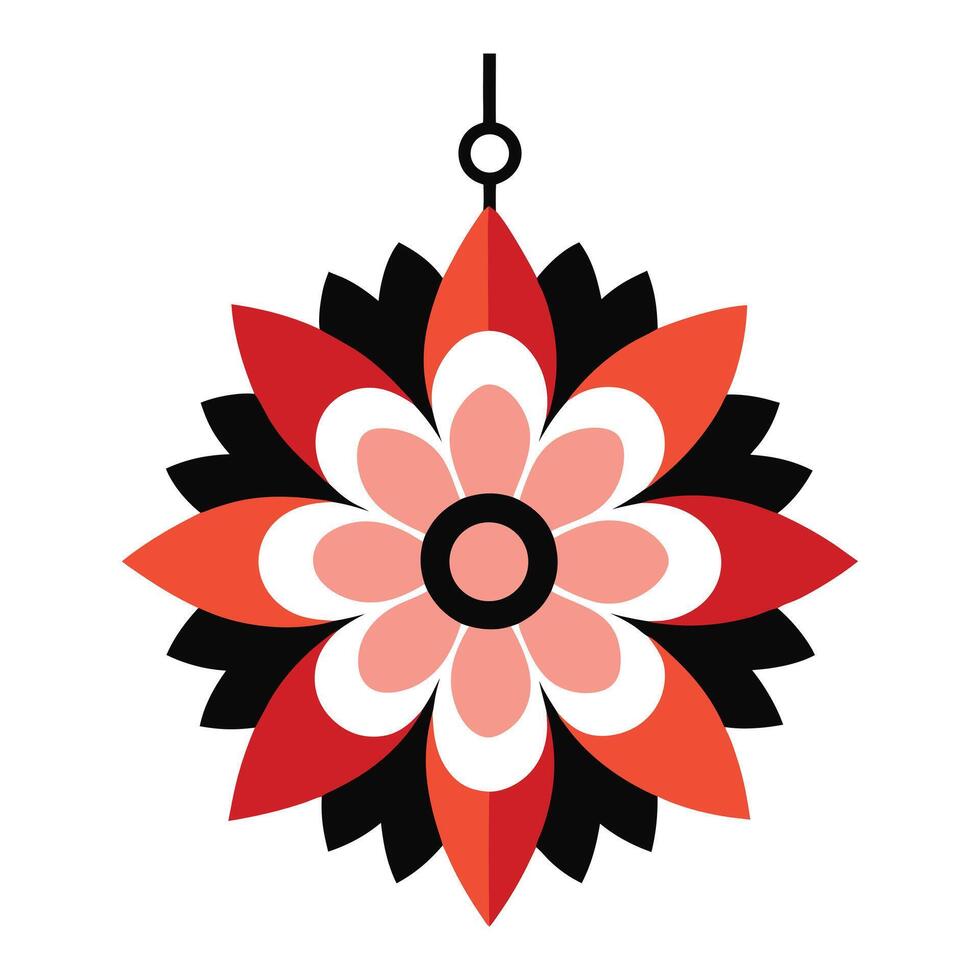 a red and black flower with a white background vector