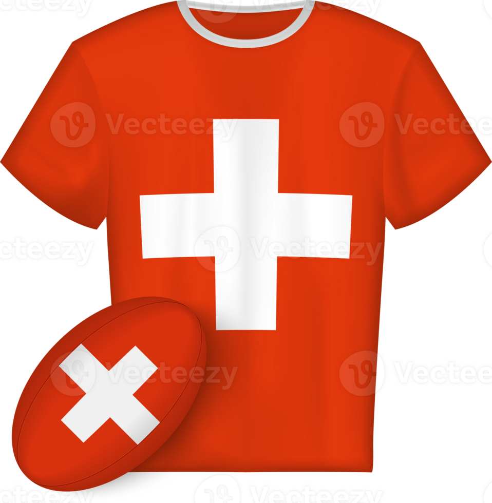 Switzerland rugby jersey with rugby ball png